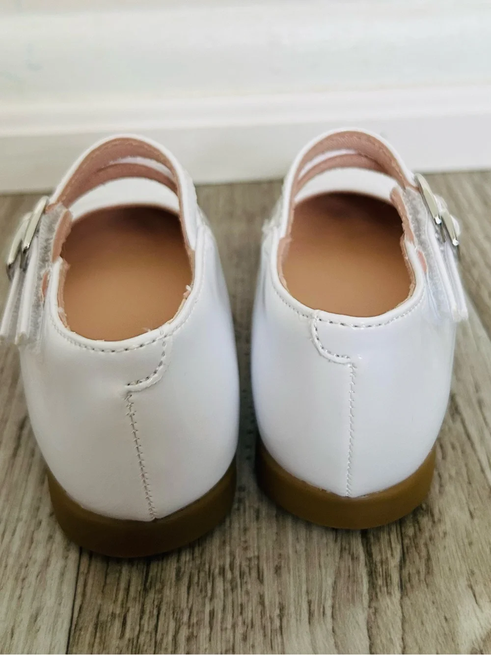 White  Kids Shoes Christie & Jill with Double Strap 6M